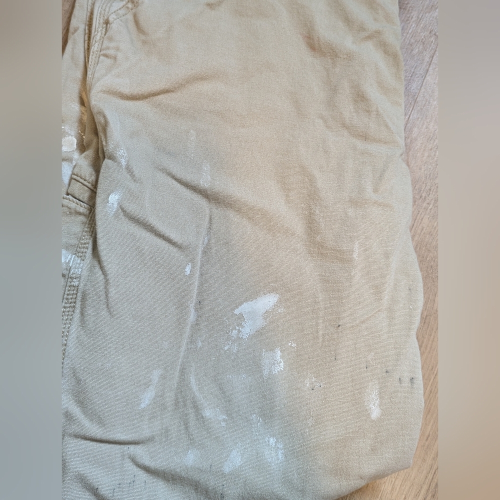 Men's Carhartt Work Pants 38 x 34 Paint Tan, Semi Distressed - Picture 2 of 7